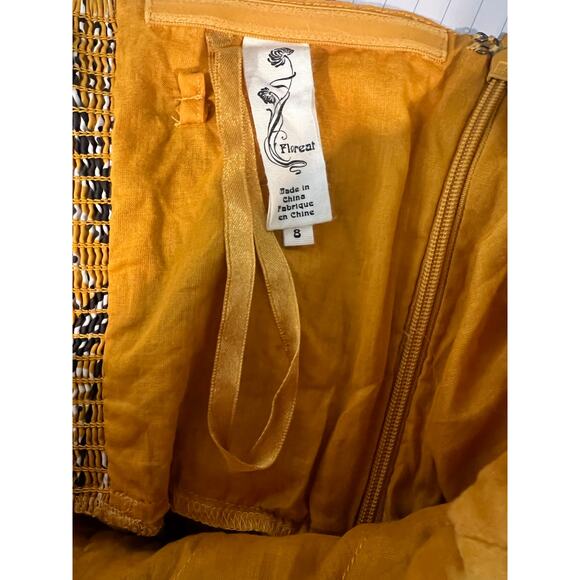 Floreat Sz 8‎ Gold Yellow Black Dotted Sleeveless Strapless Anthropologie Boho - Picture 4 of 6